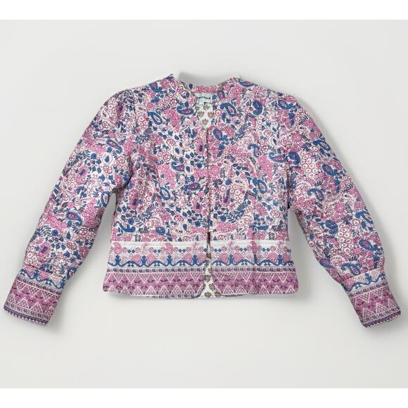 Antik Batik Helene Quilted Jacket Womens Size Small Cotton Pink Floral $335 - Picture 2 of 13